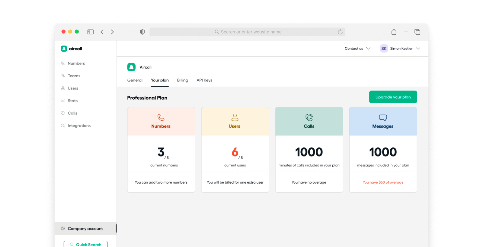Aircall Dashboard Banner