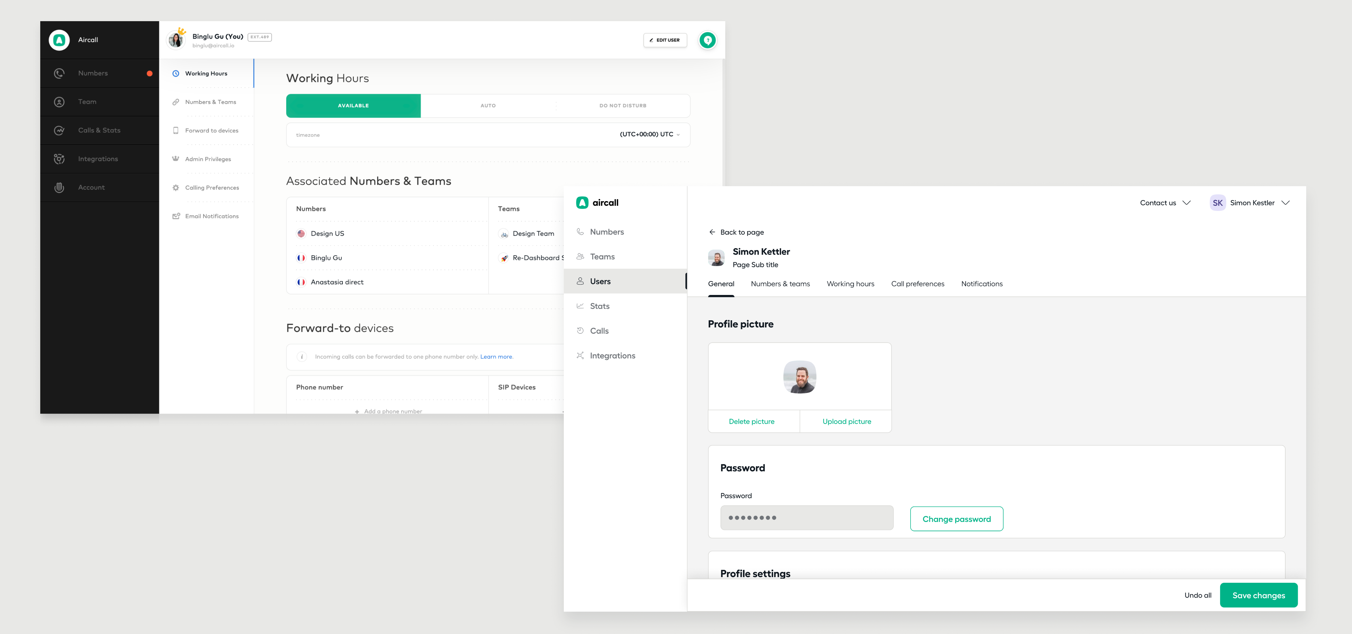 Dashboard before and after comparison