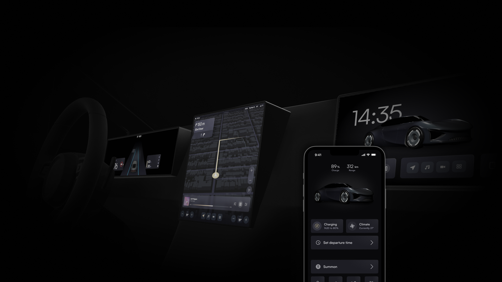 Overview of SnappOS with in-car and companion app UI